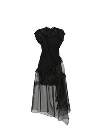Черное шелковое платье-миди от Preen by Thornton Bregazzi