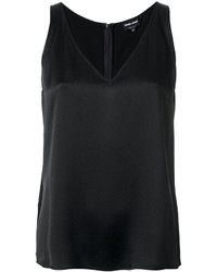 Черное шелковое платье прямого кроя от Giorgio Armani