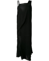 Черное шелковое платье прямого кроя от Isabel Benenato