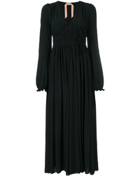 Черное шелковое платье прямого кроя от No.21