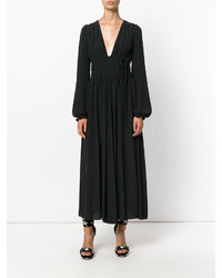 Черное шелковое платье прямого кроя от No.21