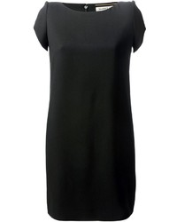 Черное шелковое платье прямого кроя от Saint Laurent