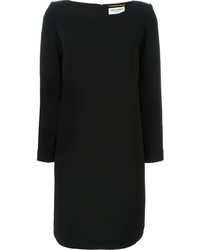 Черное шелковое платье прямого кроя от Saint Laurent