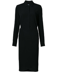 Черное шелковое платье-рубашка от Rosetta Getty