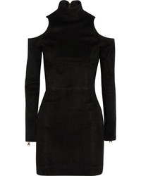 Черное шелковое платье с вырезом от Balmain