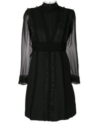 Черное шелковое платье с вышивкой от Giambattista Valli