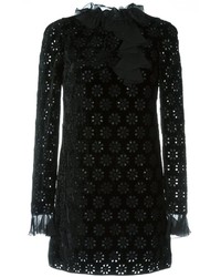Черное шелковое платье с вышивкой от Giambattista Valli