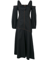 Черное шелковое платье с открытыми плечами от Ellery