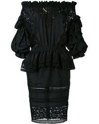 Черное шелковое платье с открытыми плечами от Faith Connexion