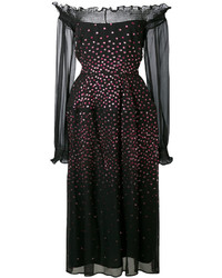 Черное шелковое платье с открытыми плечами от Talbot Runhof