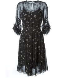 Черное шелковое платье с принтом от Etro