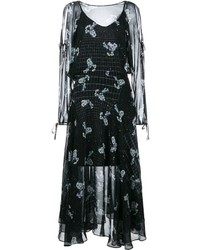 Черное шелковое платье с принтом от Preen Line