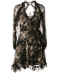 Черное шелковое платье с принтом от Zimmermann