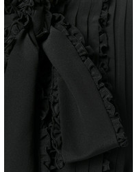 Черное шелковое платье с рюшами от Ermanno Scervino
