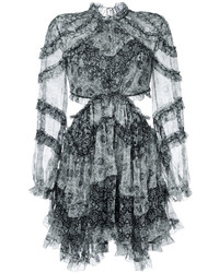 Черное шелковое платье с рюшами от Zimmermann