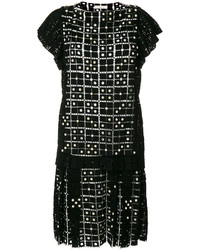 Черное шелковое платье с украшением от Chloé