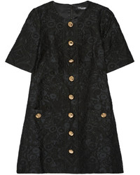 Черное шелковое платье с украшением от Dolce & Gabbana