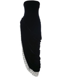 Черное шелковое платье с украшением от Oscar de la Renta