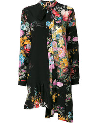 Черное шелковое платье с цветочным принтом от No.21