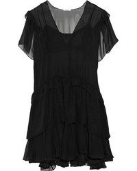 Черное шелковое повседневное платье от Miu Miu