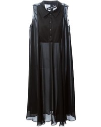 Черное шелковое свободное платье