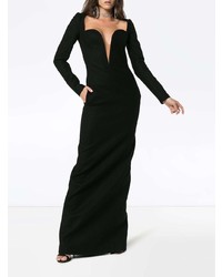Черное шерстяное вечернее платье от Saint Laurent