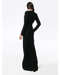 Черное шерстяное вечернее платье от Saint Laurent