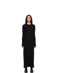 Черное шерстяное вязаное вечернее платье