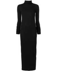Черное шерстяное вязаное платье-макси от Rick Owens Lilies