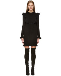 Черное шерстяное вязаное платье от Fendi