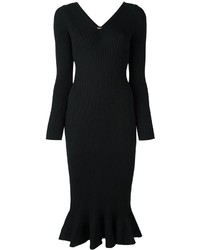 Черное шерстяное вязаное платье от Lanvin