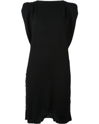 Черное шерстяное вязаное платье от MM6 MAISON MARGIELA