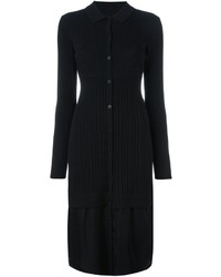 Черное шерстяное вязаное повседневное платье от DKNY