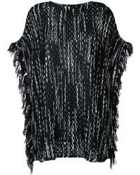 Черное шерстяное вязаное пончо от Missoni