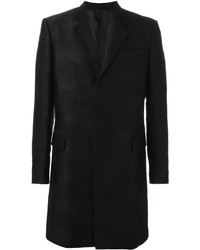 Мужское черное шерстяное пальто с узором зигзаг от Les Hommes