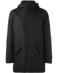 Мужское черное шерстяное пальто от Aspesi