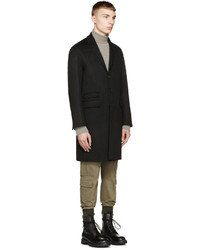 Мужское черное шерстяное пальто от Neil Barrett