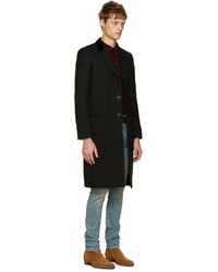 Мужское черное шерстяное пальто от Saint Laurent