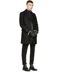 Мужское черное шерстяное пальто от Belstaff