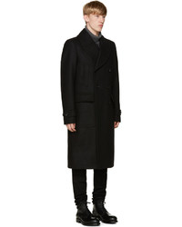 Мужское черное шерстяное пальто от Belstaff