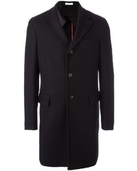 Мужское черное шерстяное пальто от Boglioli
