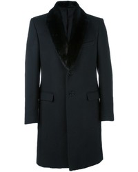 Мужское черное шерстяное пальто от Fendi