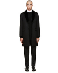 Мужское черное шерстяное пальто от Fendi