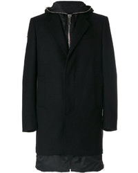Мужское черное шерстяное пальто от Les Hommes