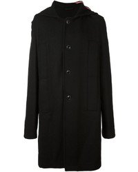 Мужское черное шерстяное пальто от Raf Simons