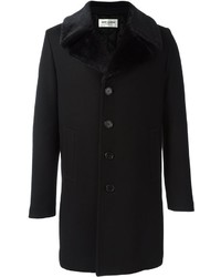 Мужское черное шерстяное пальто от Saint Laurent