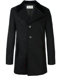 Мужское черное шерстяное пальто от Saint Laurent