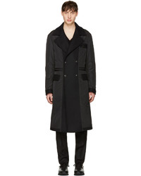Мужское черное шерстяное пальто от Versace