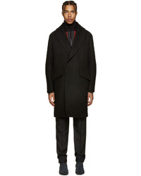 Мужское черное шерстяное пальто от Wooyoungmi
