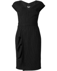 Черное шерстяное платье в вертикальную полоску от Moschino